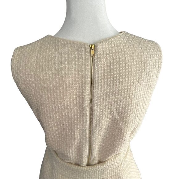 Elizabeth McKay New York Wool Fit & Flare Midi Dress Cream Textured Belted Size - Picture 7 of 11
